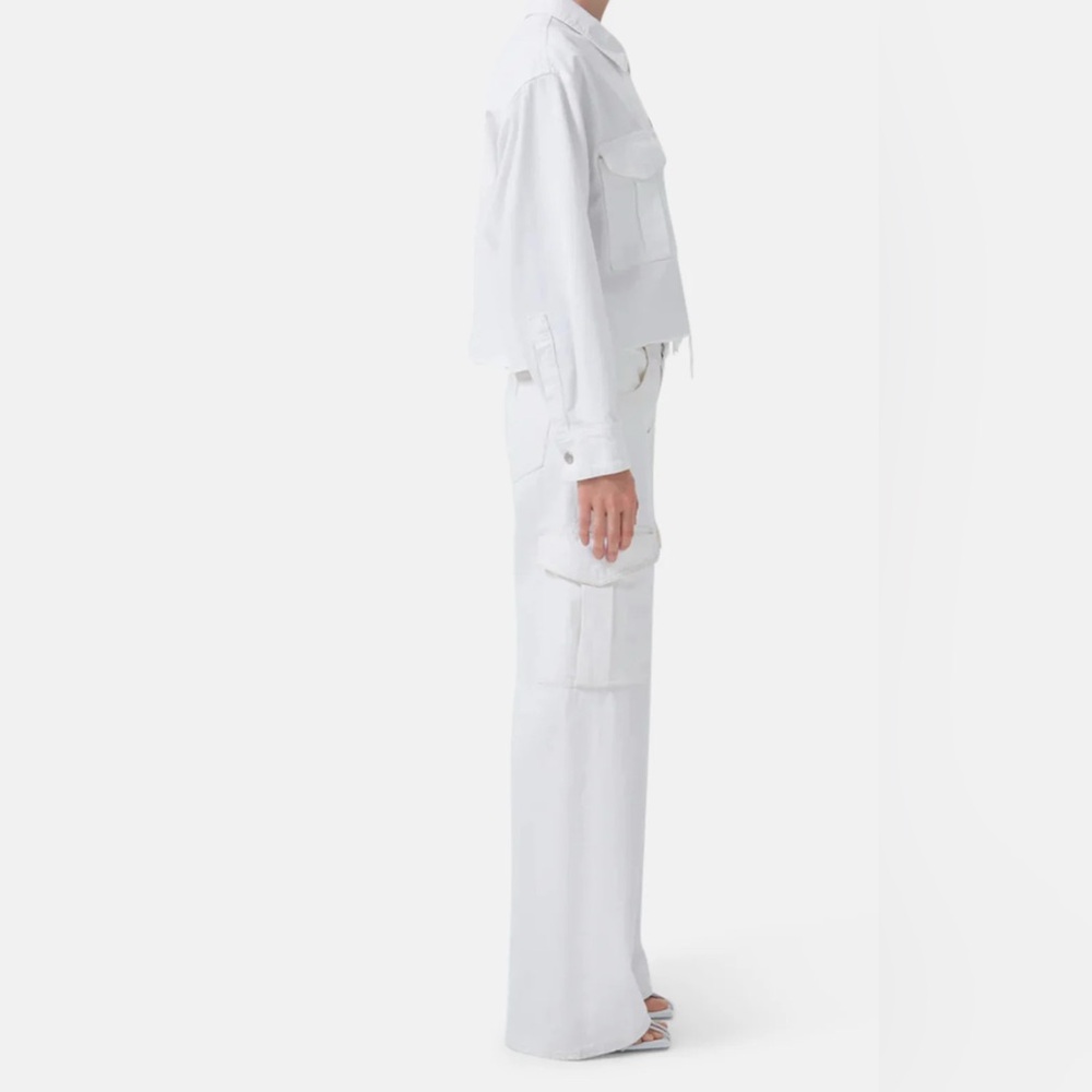 AGOLDE Minka High - Waisted White Wide-Leg Cargo Pants - Picture 3 of 6